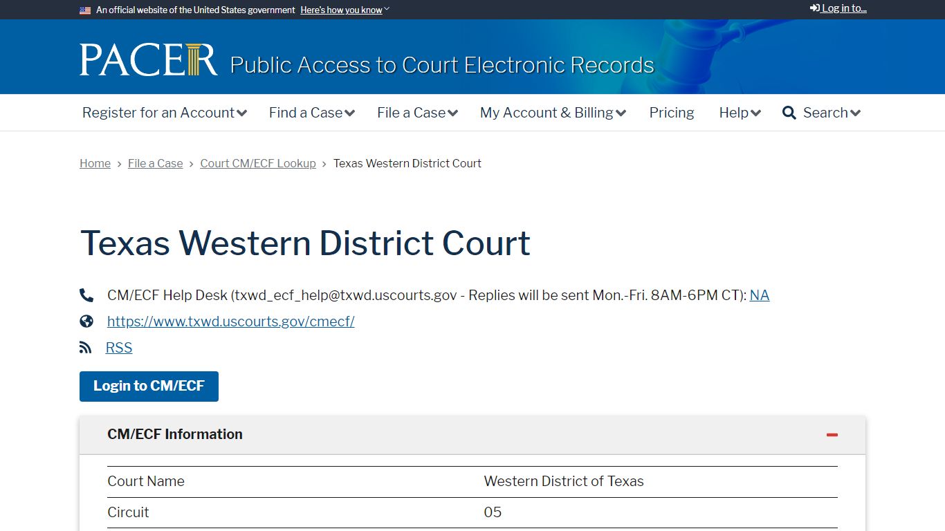 Texas Western District Court | PACER: Federal Court Records